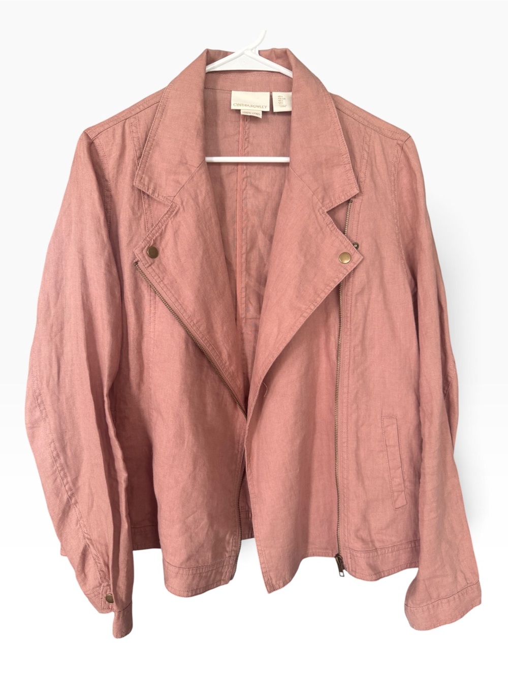 Cynthia Rowley Rose Pink Asymmetrical Moto Style Zip Jacket
